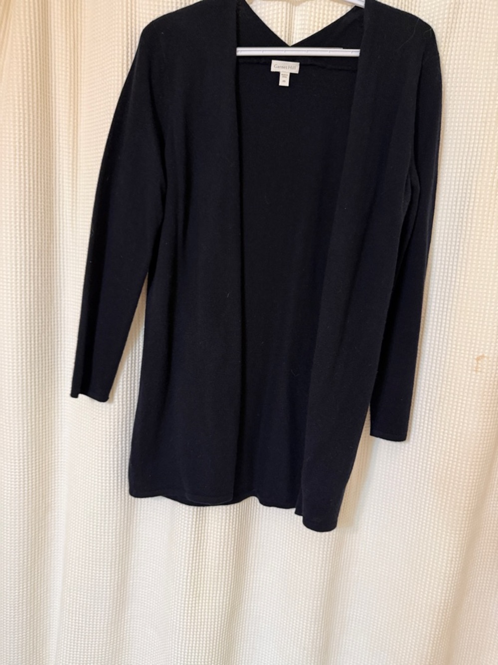 Garnet Hill Black Lightweight 100% Cashmere Cardigan.
